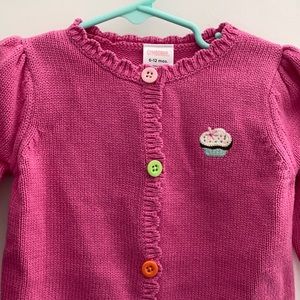 6-12 *vintage* Gymboree pink cupcake cardigan new old stock treasure